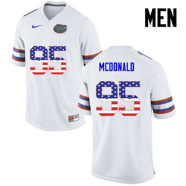 Florida Gators Men #95 Ray McDonald College Football Jersey USA Flag Fashion White